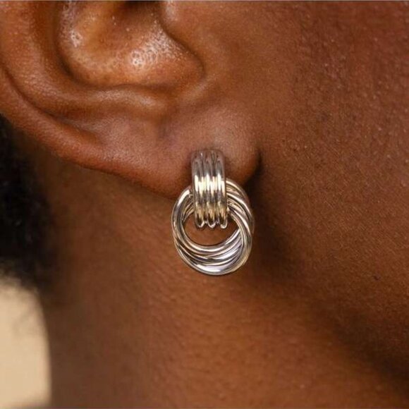 Chunky Triple Hoop Earrings | Sterling Silver 925 - Picture 1 of 4